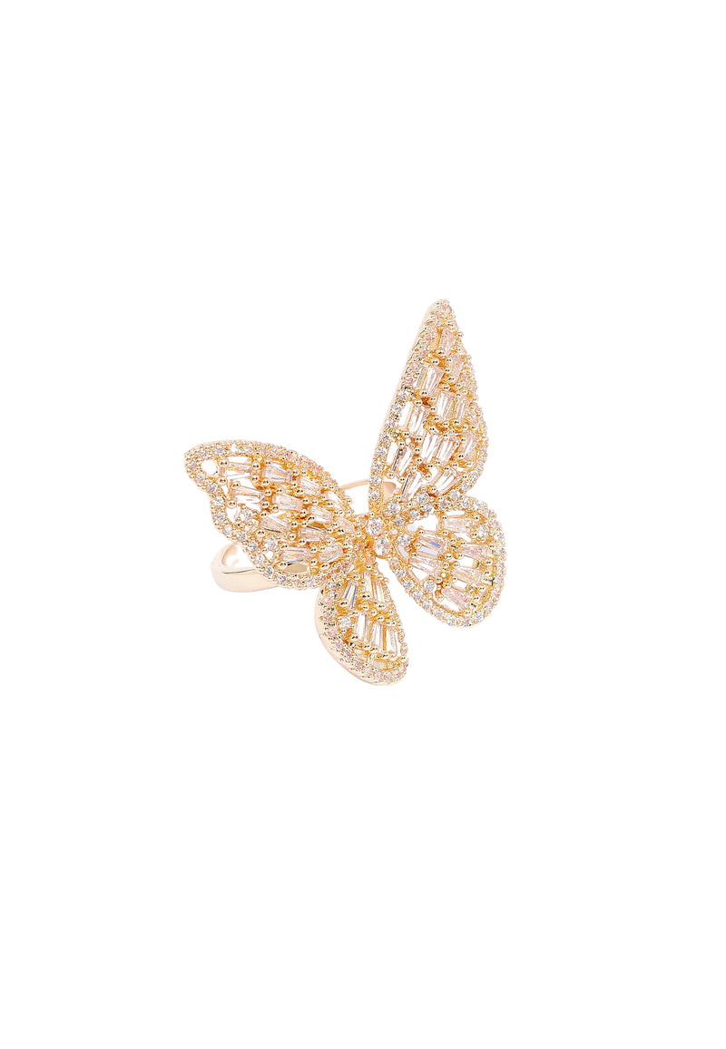 Bague à ailes de papillon doré