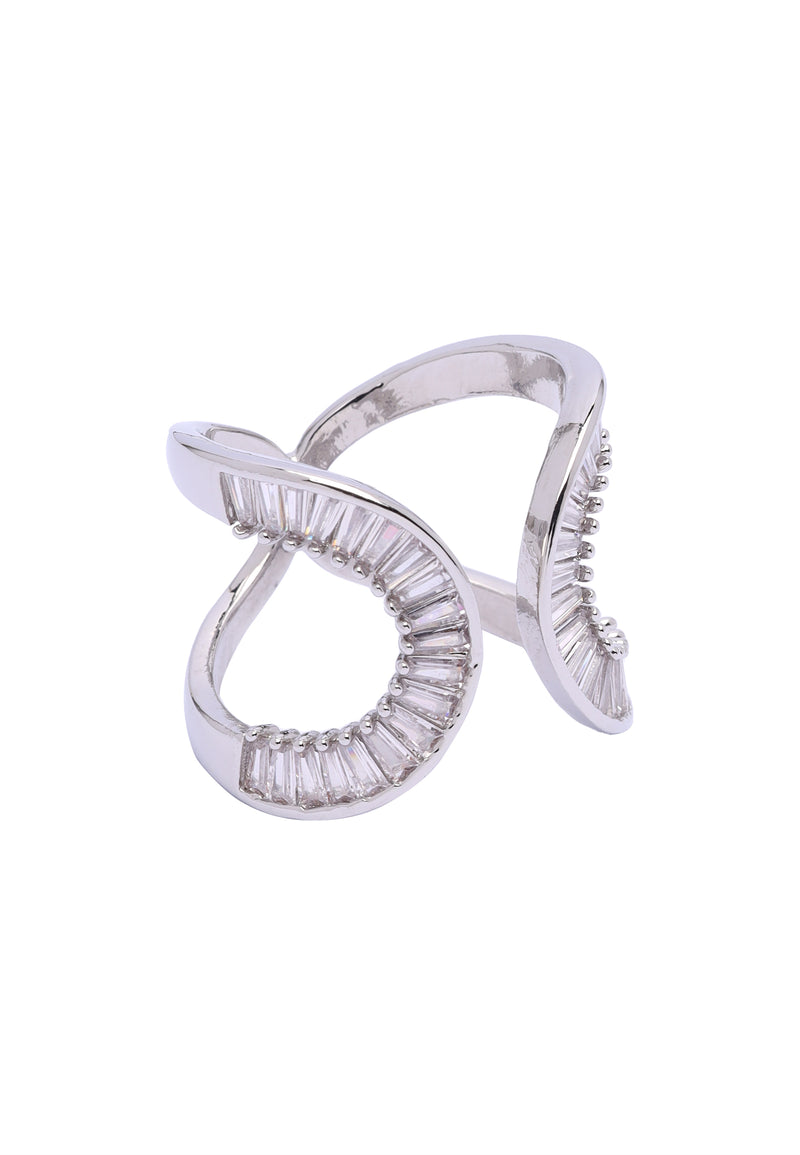 Bague Glam en croissant argenté